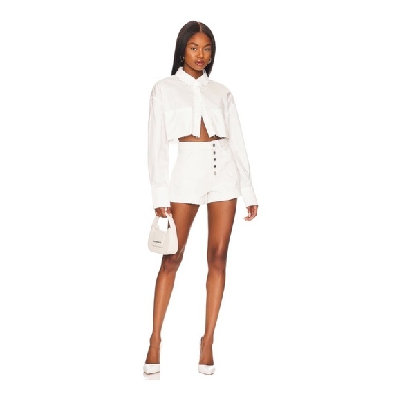 NEW We Wore What White Denim Shorts Cutoffs Seamed Flare Classic Size 26 - Picture 11 of 12